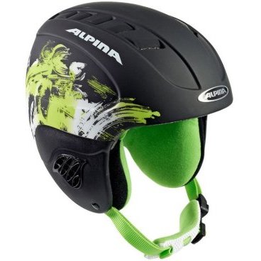 шлем горнолыжный детский ALPINA CARAT L E (Black-green mat , 51-55)